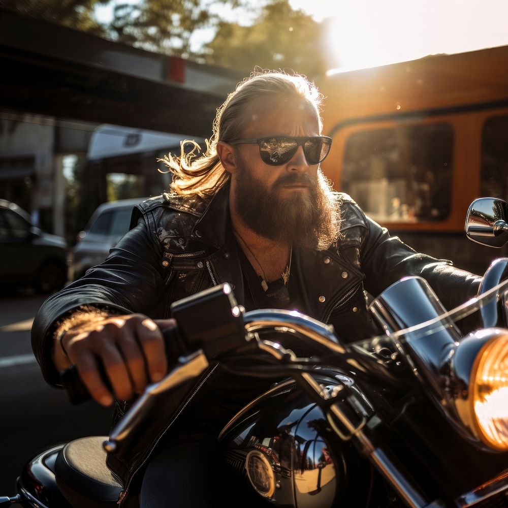 Male biker motorcycle sunglasses portrait. AI generated Image by rawpixel.