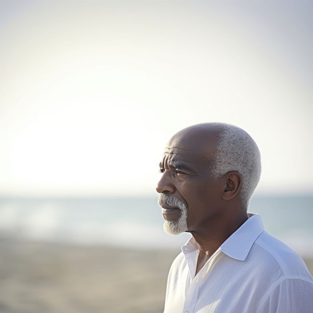 African american senior man portrait beach adult. AI generated Image by rawpixel.
