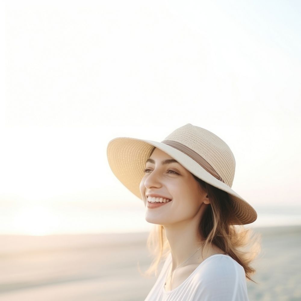 Young woman portrait smiling beach. AI generated Image by rawpixel.