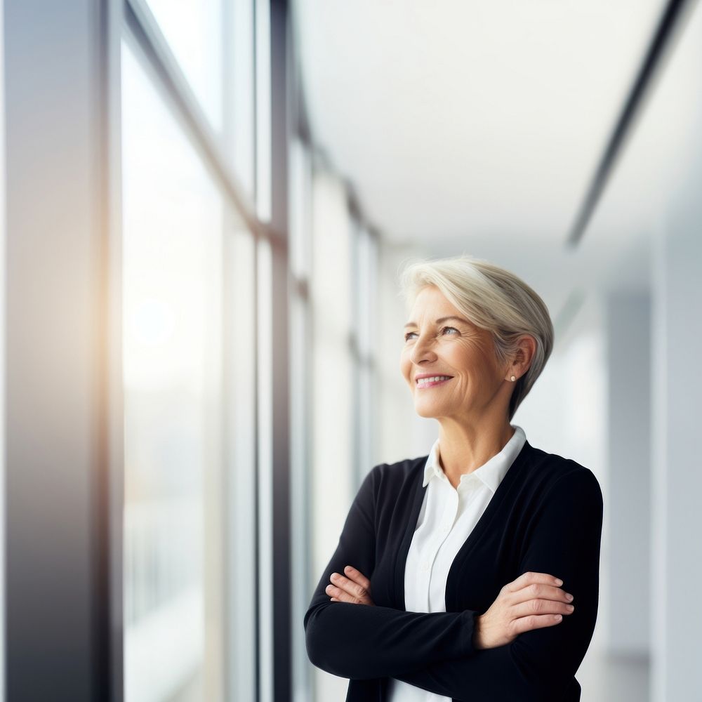 Happy mature woman business portrait smiling office. AI generated Image by rawpixel.