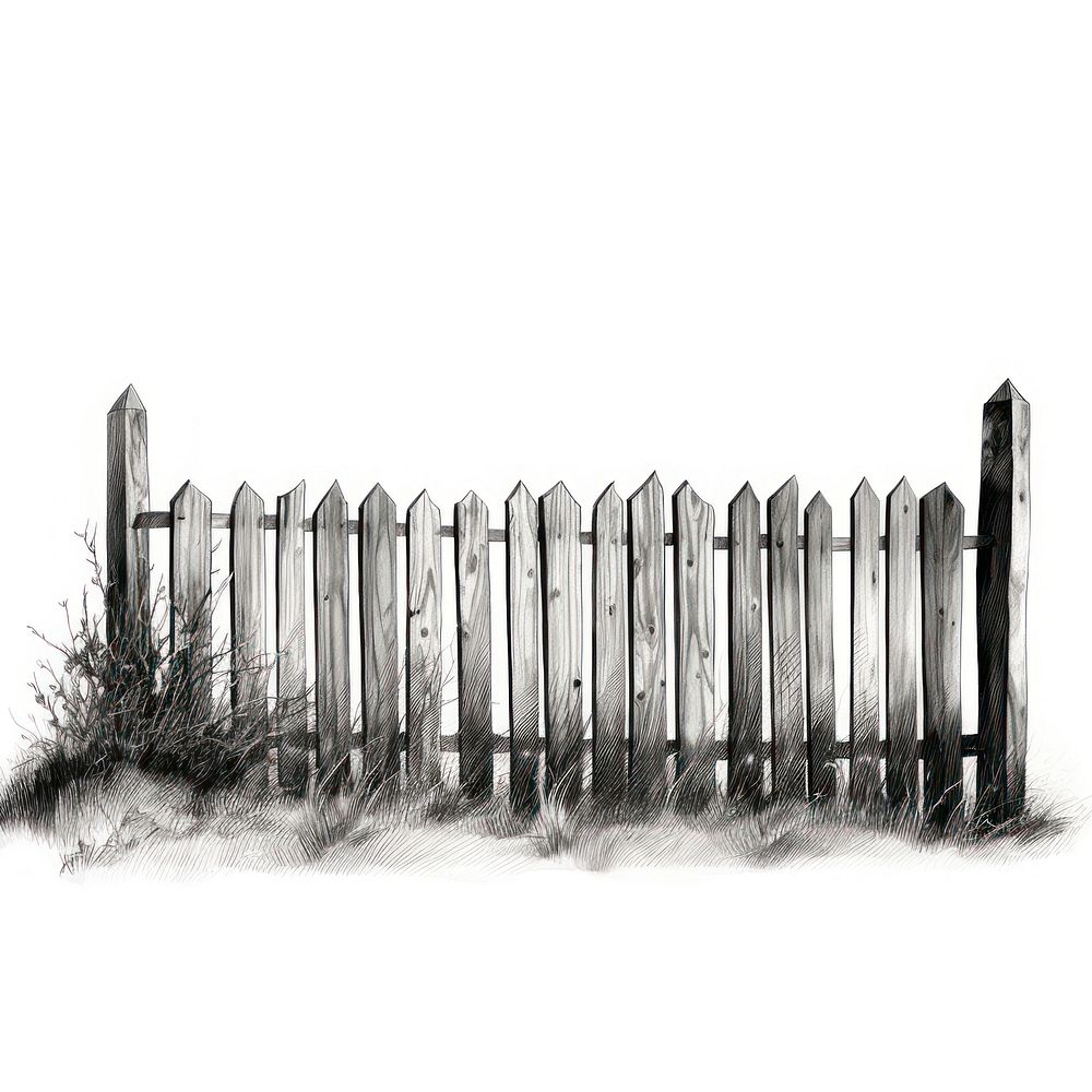 Wooden fence outdoors sketch white. AI generated Image by rawpixel.