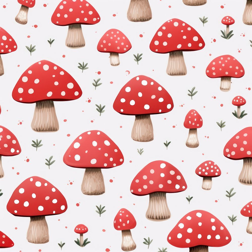 Cute red mushroom pattern fungus agaric. AI generated Image by rawpixel.