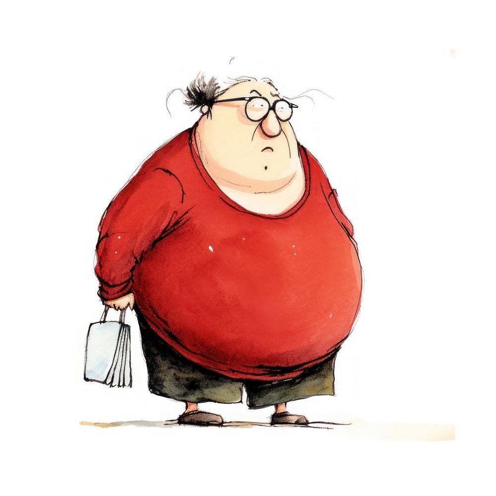 Chubby old woman cartoon adult white background. AI generated Image by rawpixel.