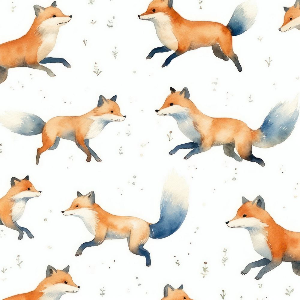 Foxes jump wildlife pattern animal. AI generated Image by rawpixel.