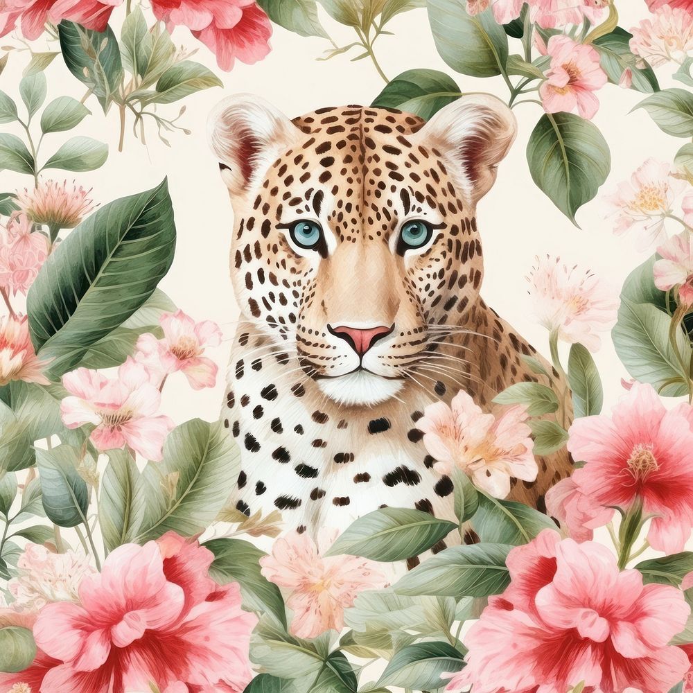 Leopard pattern flower wildlife. AI generated Image by rawpixel.