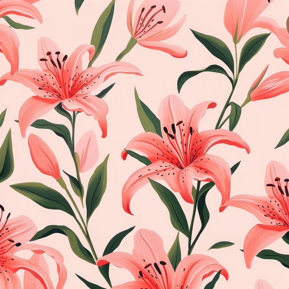 Lily pattern flower backgrounds. AI generated Image by rawpixel.