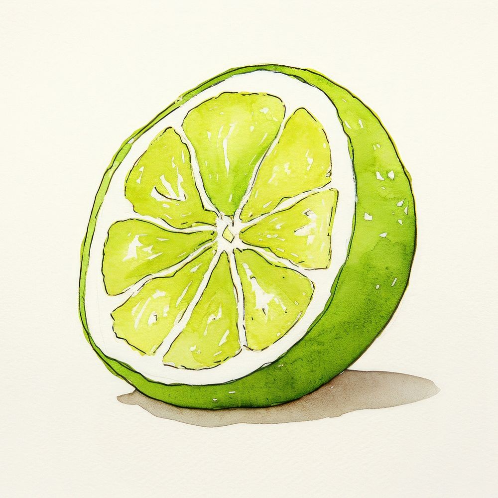 Lime sketch fruit plant. AI generated Image by rawpixel.