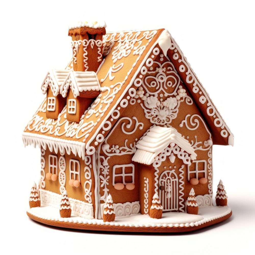 Gingerbread house dessert cookie icing. AI generated Image by rawpixel.