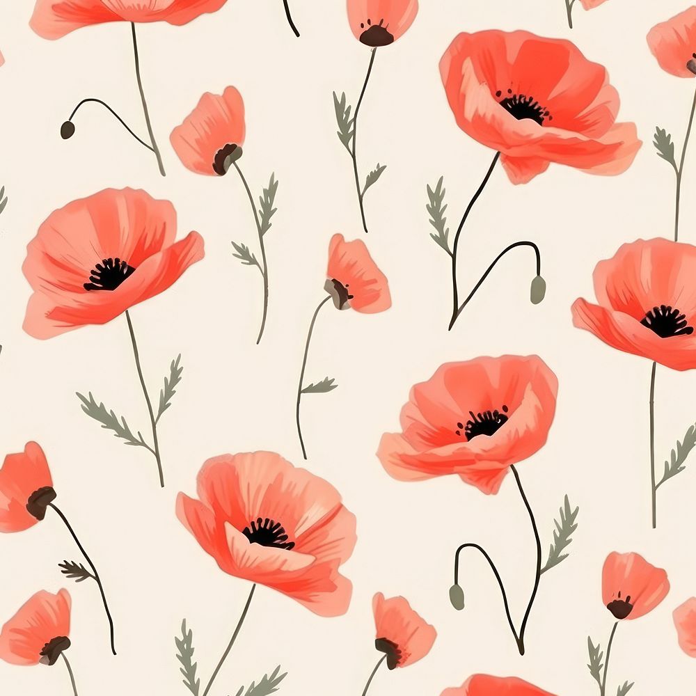 Poppy flower backgrounds pattern petal. AI generated Image by rawpixel.