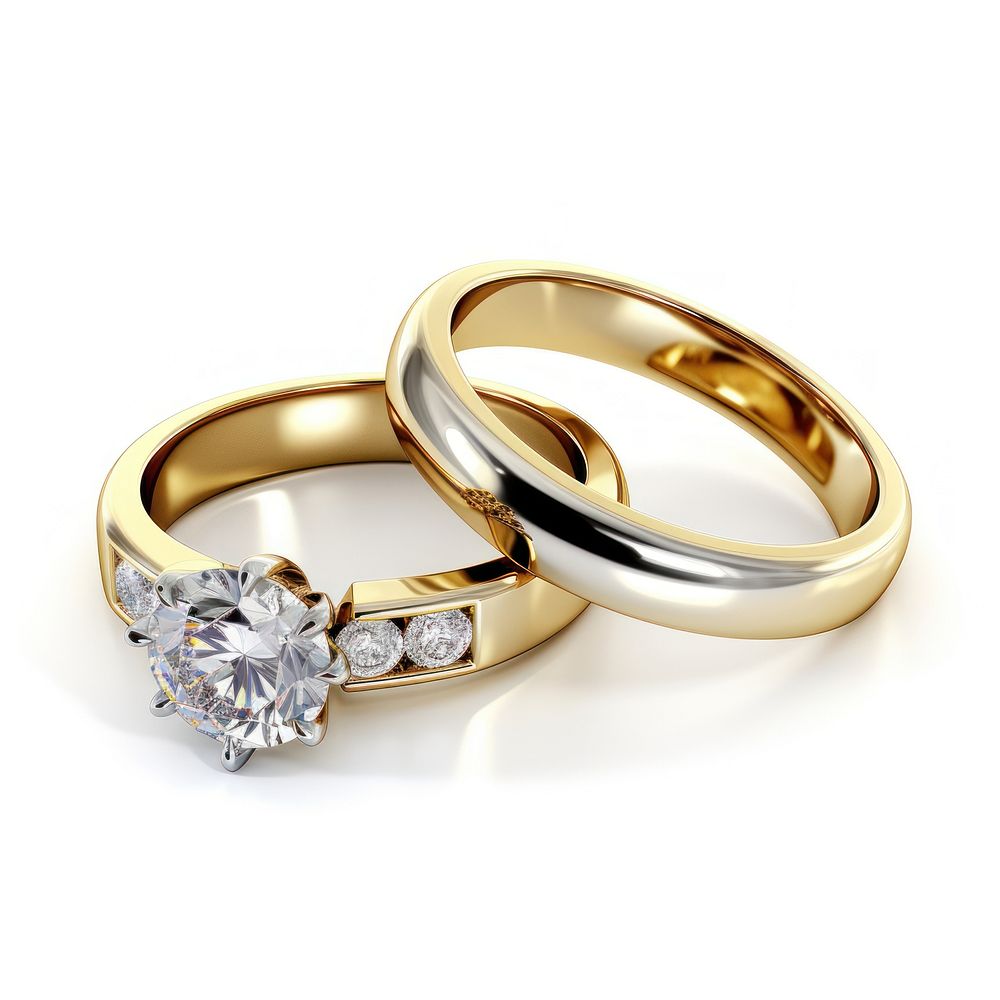 Two diamond rings gemstone jewelry gold. AI generated Image by rawpixel.