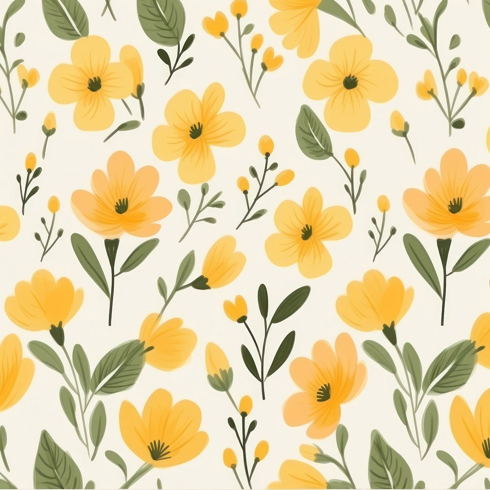 Yellow flower pattern backgrounds plant. AI generated Image by rawpixel.