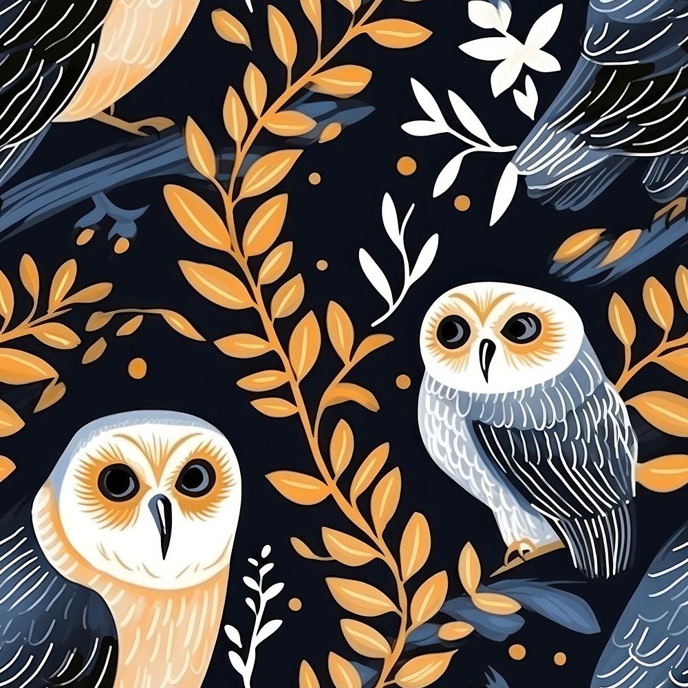 Magic owl bird pattern animal backgrounds. 