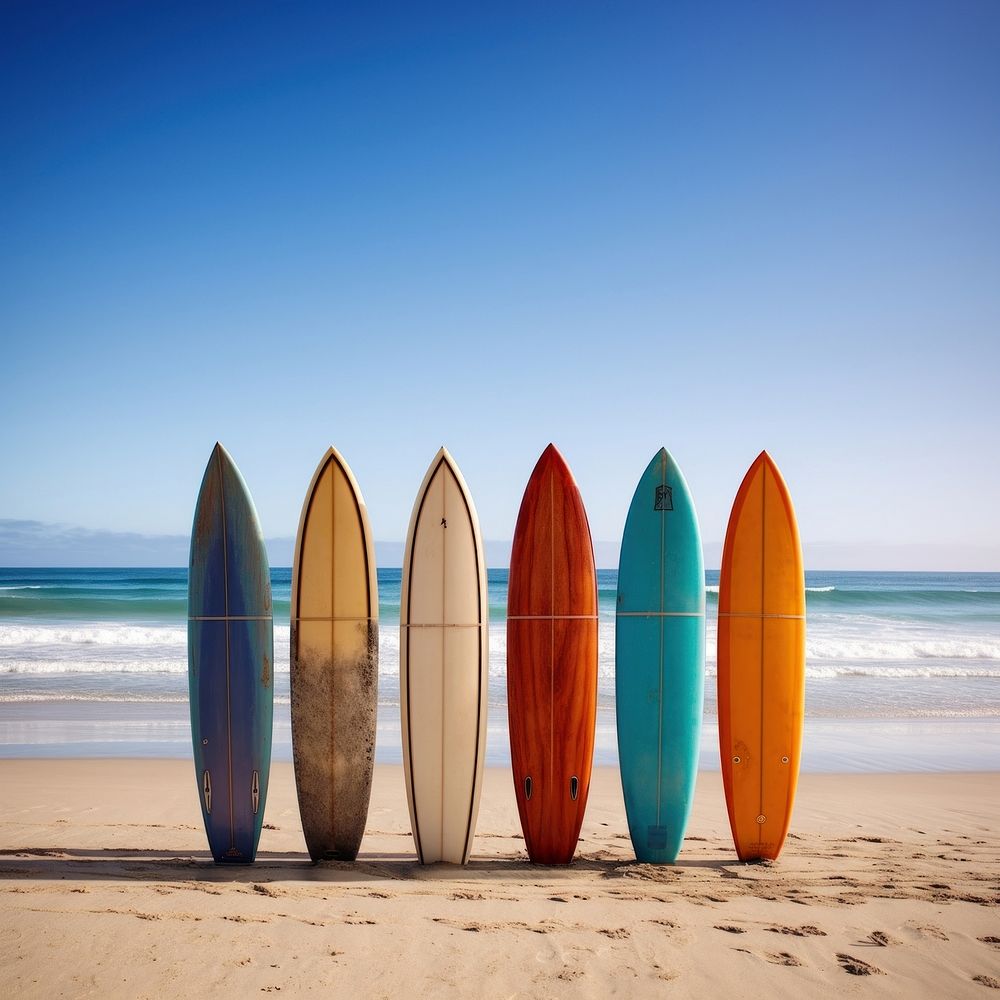 Colorful surfboards by the beach. AI generated Image by rawpixel.