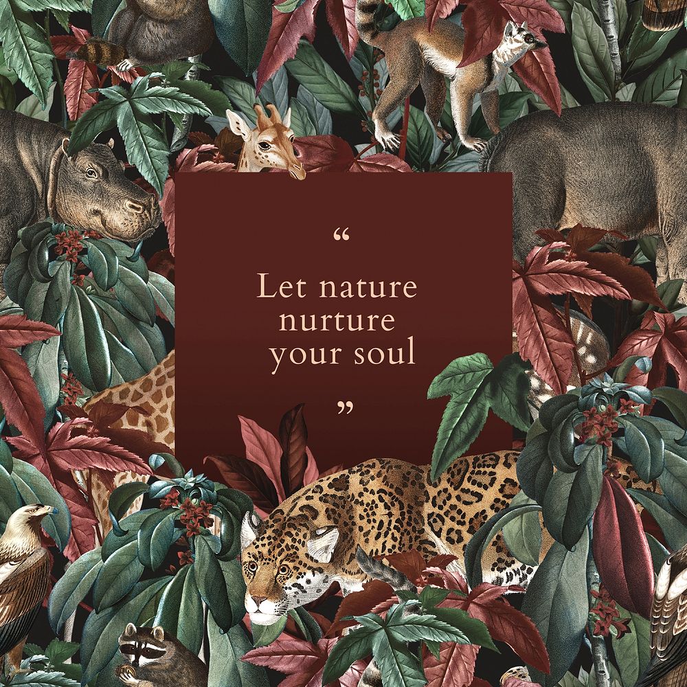 Exotic animals,   pattern design Instagram post template