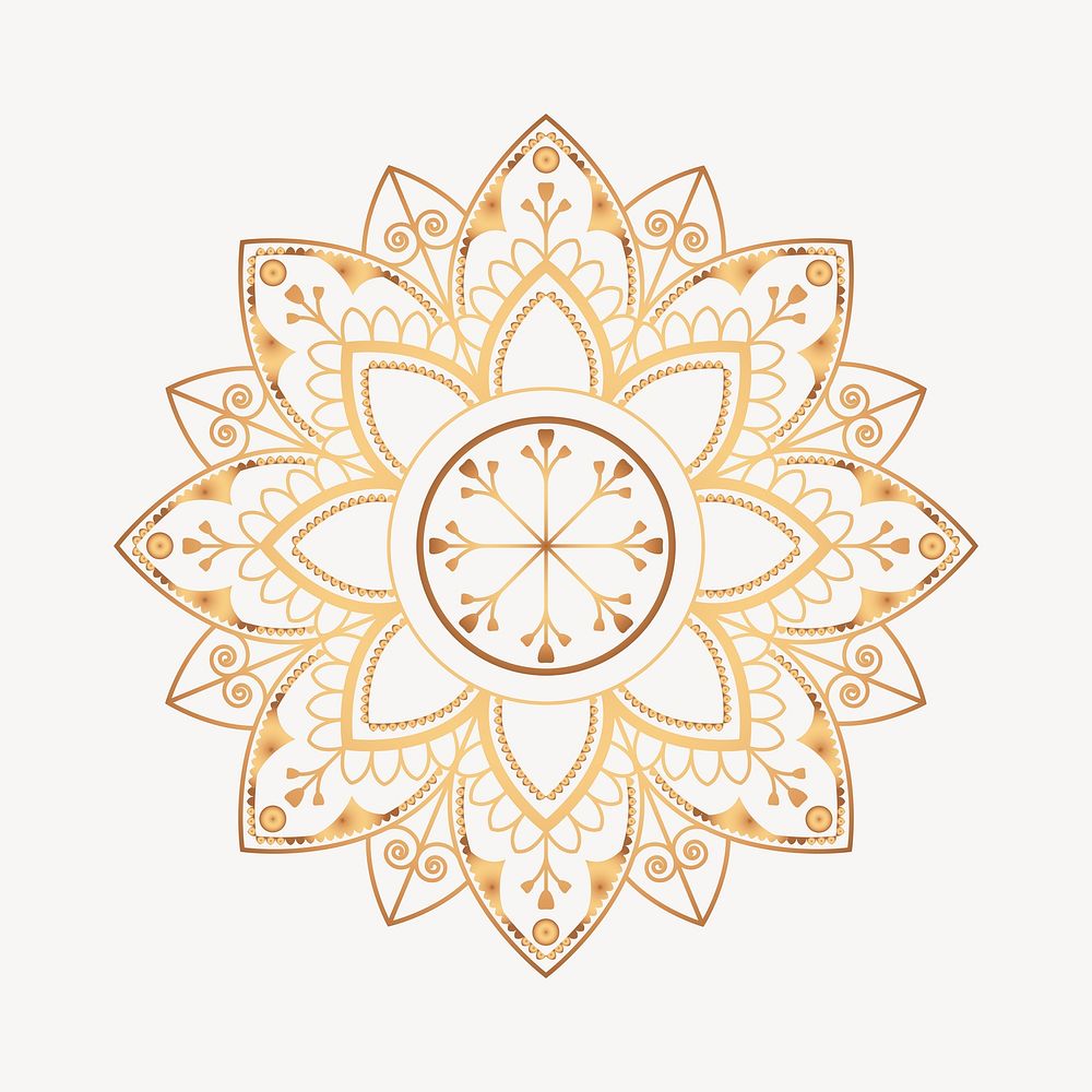 Gold mandala flower, Diwali festival element vector