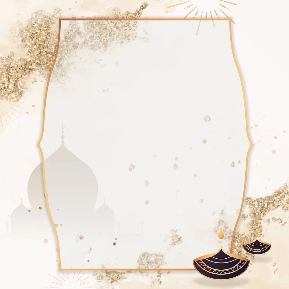 Diwali candle frame background, beige aesthetic design