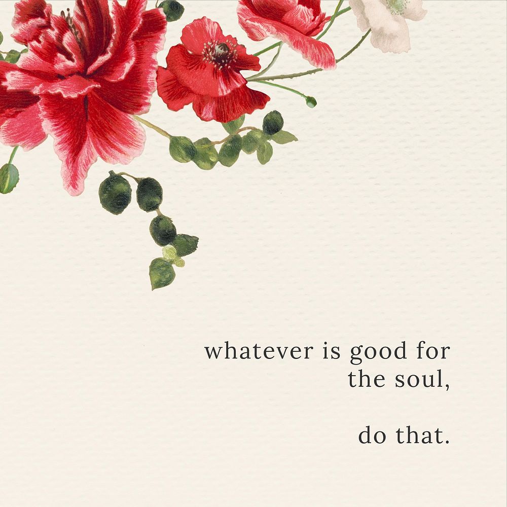 Soul quote, watercolor flower Instagram post template