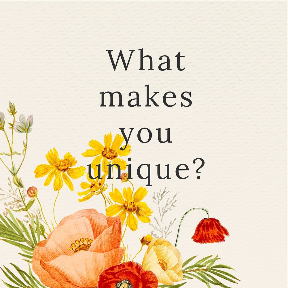 Unique quote, watercolor flower Instagram post template