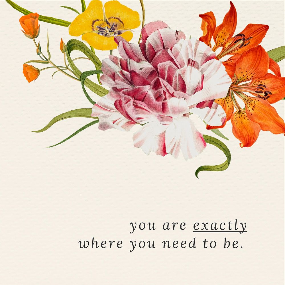 Self worth quote, watercolor flower Instagram post template