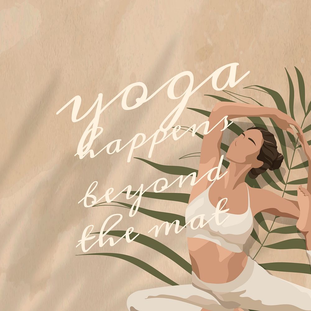 Yoga motivation, beige memphis Instagram post template