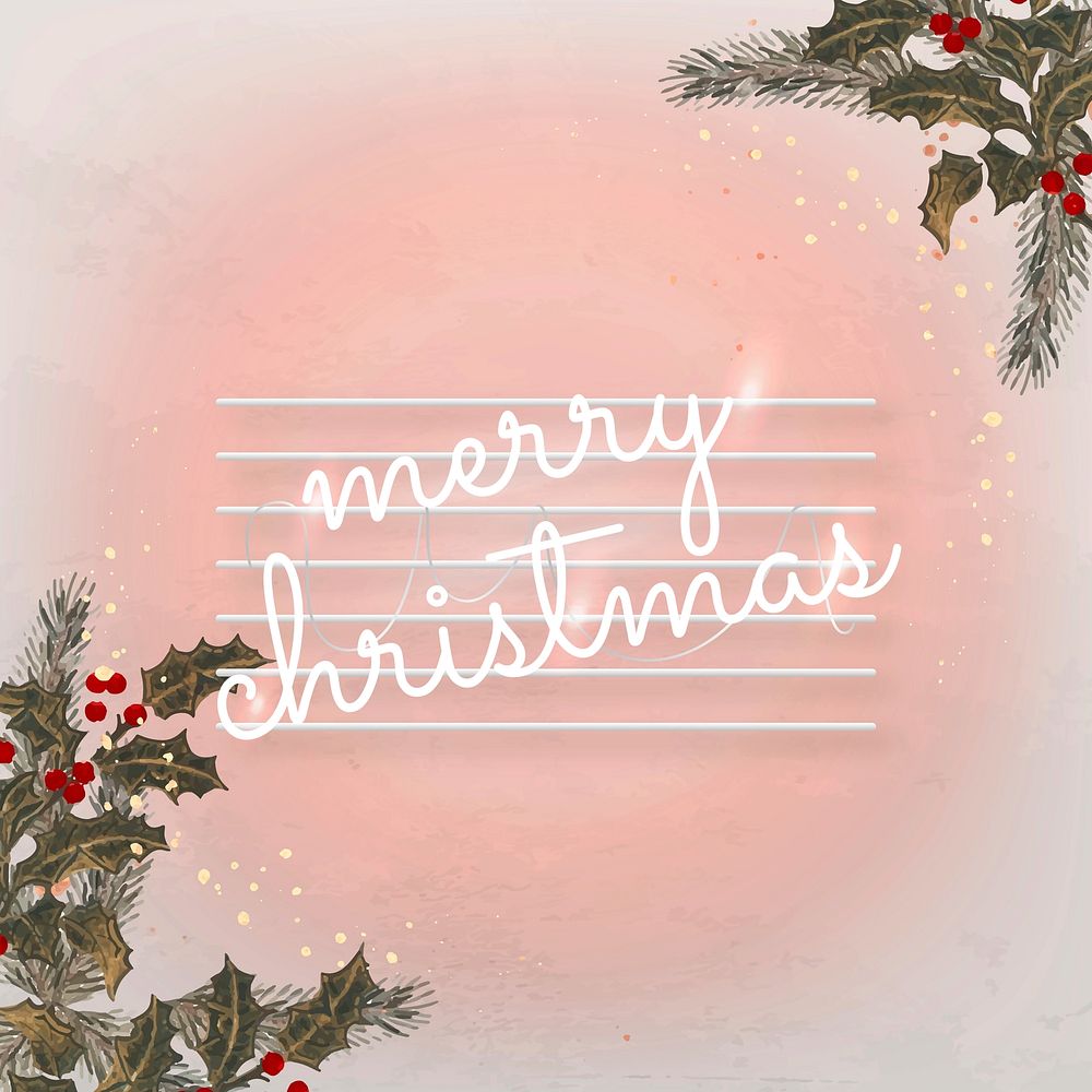 Merry Christmas, holy leaf design Instagram post template