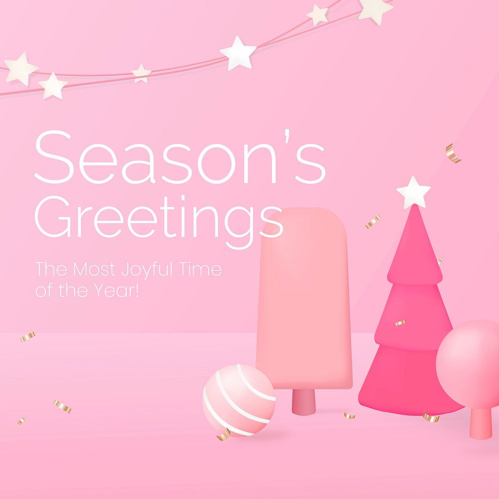 Season&rsquo;s greetings festive card Instagram post template