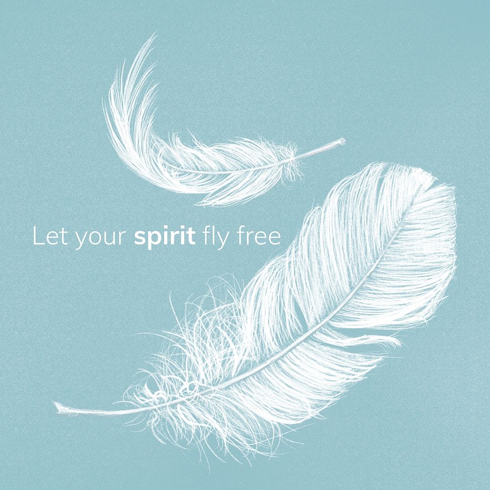 Motivational quote, feather design Instagram post template