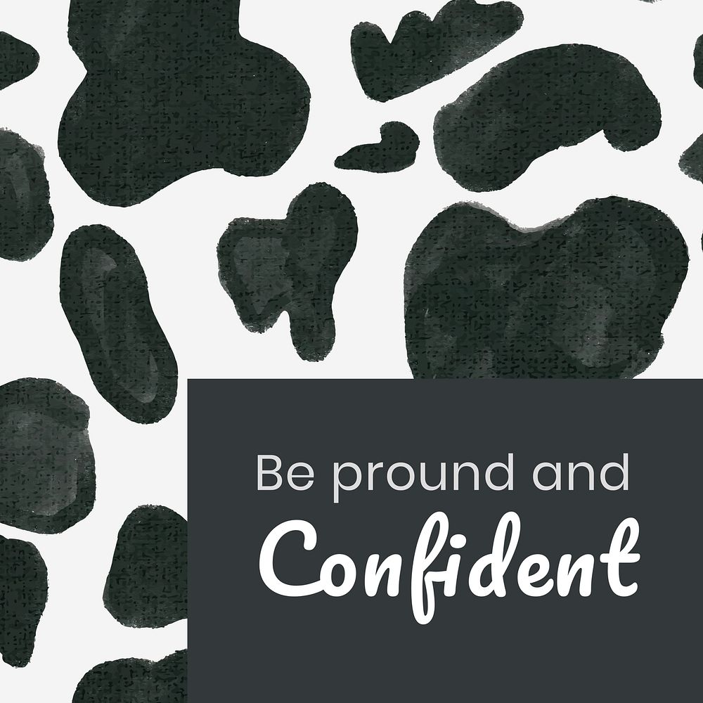 Motivational quote,   cow print pattern Instagram post template