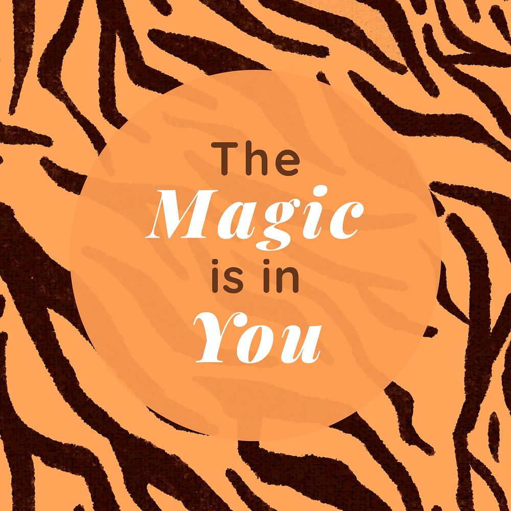 Motivational quote,   orange zebra pattern Instagram post template