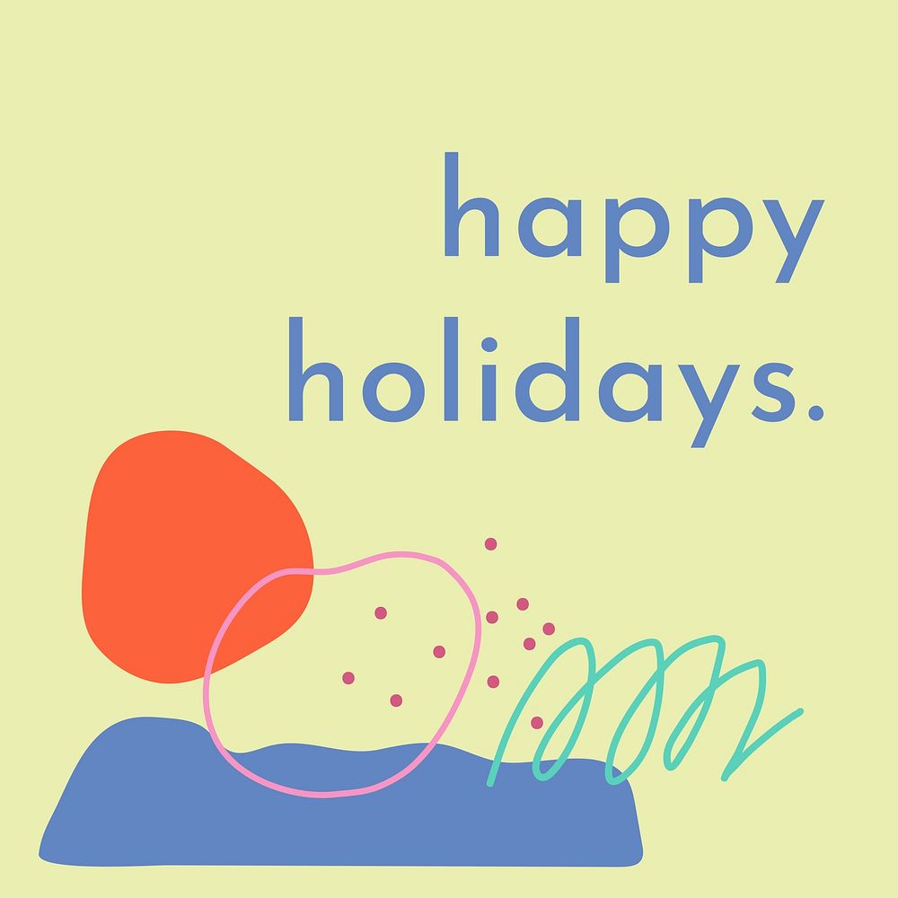Happy holidays  on Memphis design Instagram post template