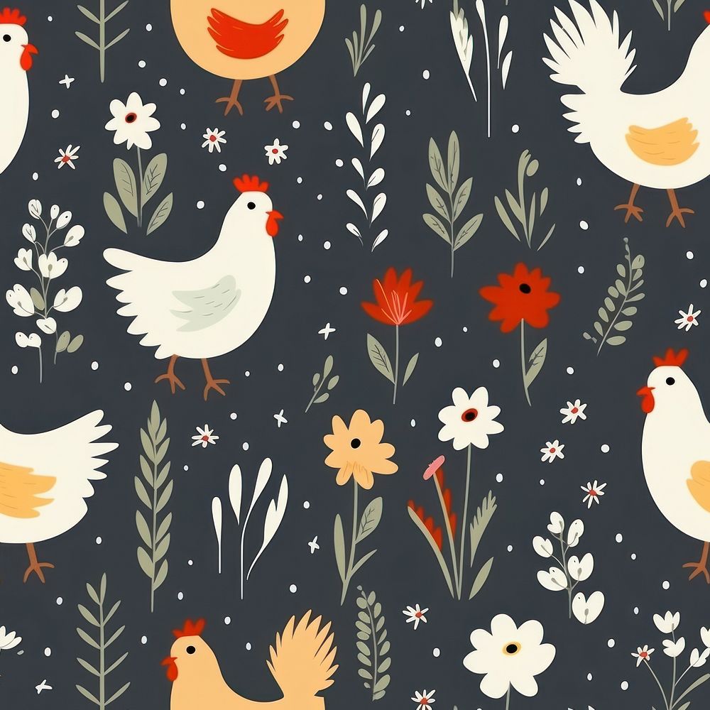 Chicken pattern animal backgrounds. AI generated Image by rawpixel.