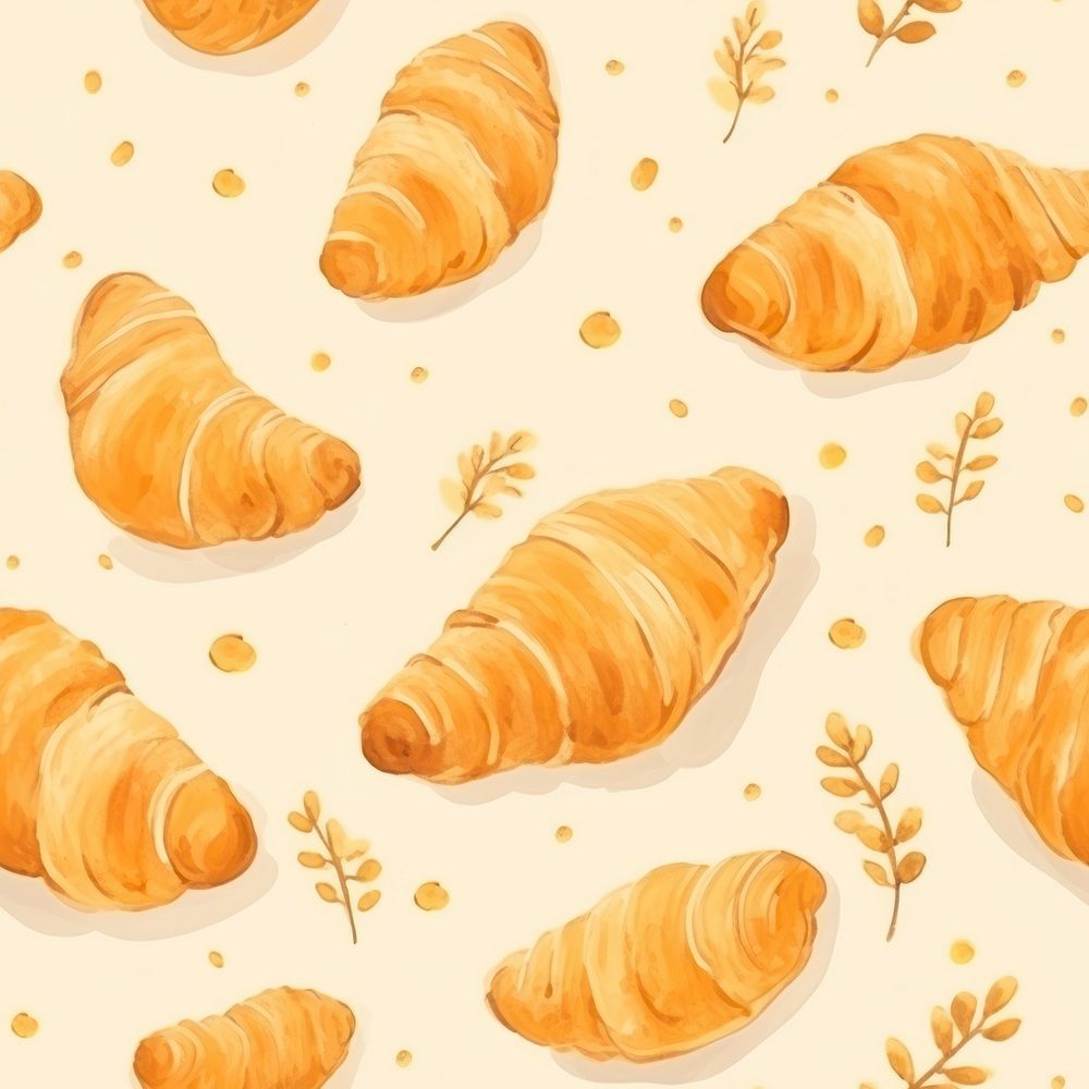 Croissant backgrounds pattern bread. AI generated Image by rawpixel.