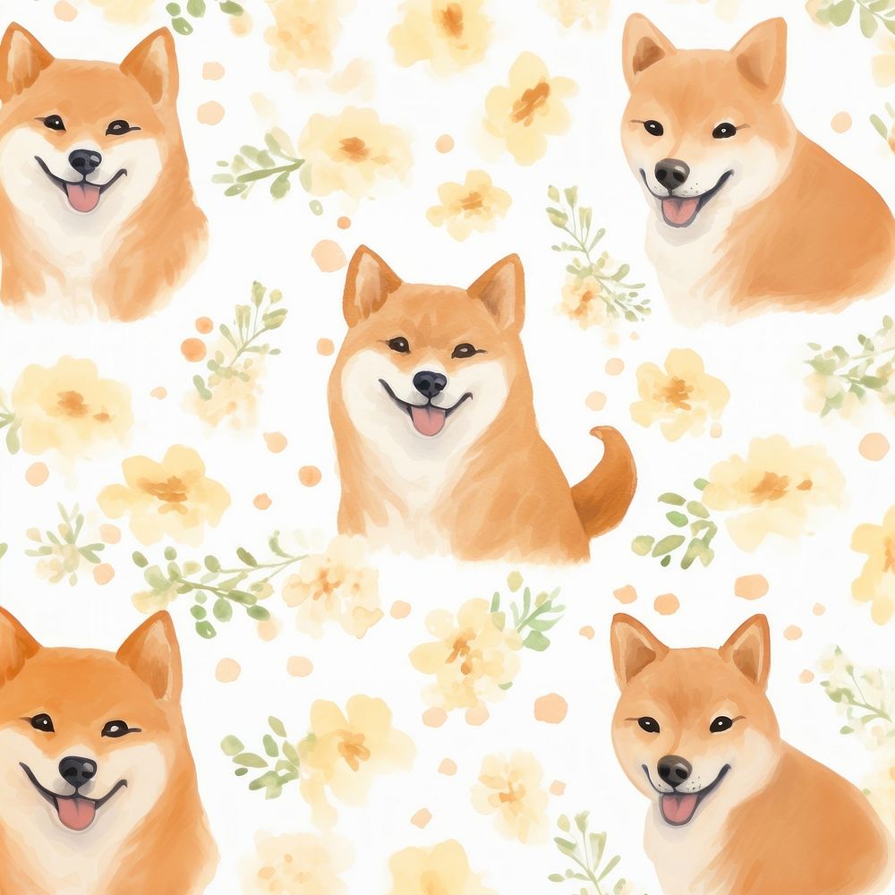 Shiba inu pattern backgrounds mammal. AI generated Image by rawpixel.