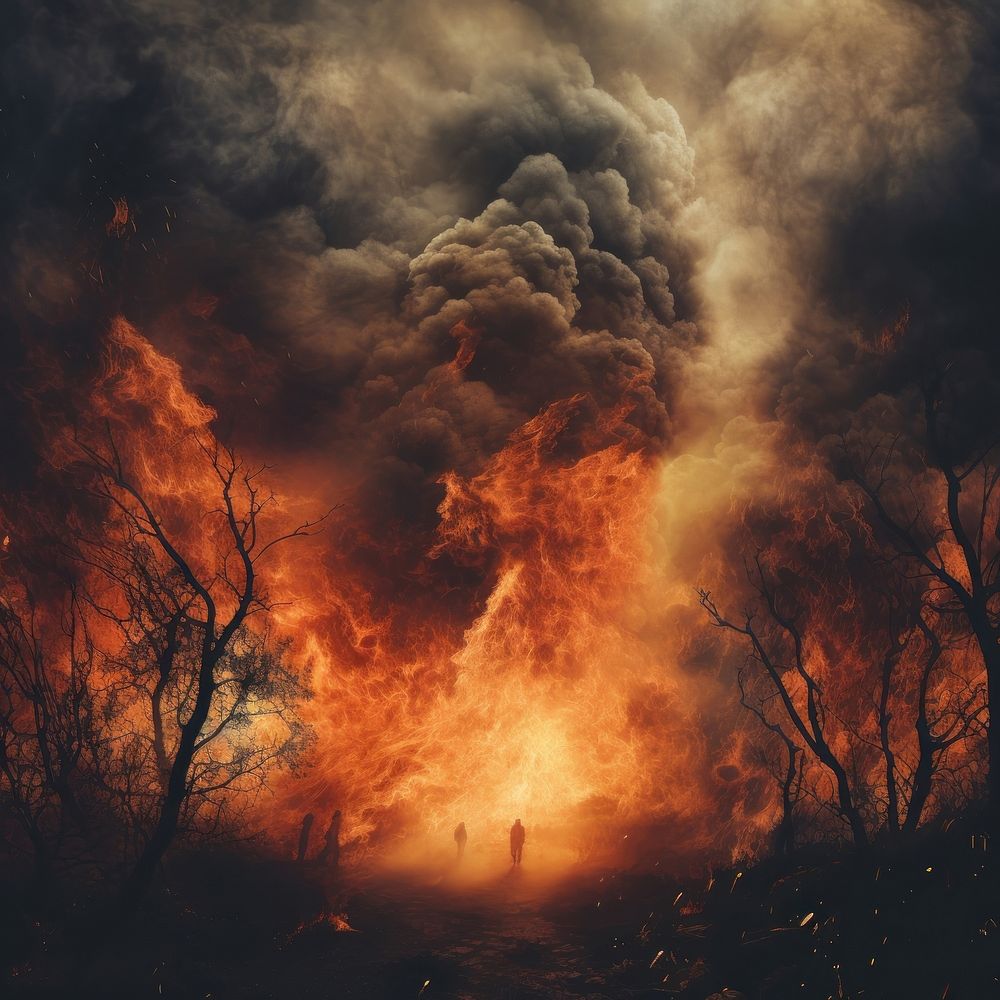Wild fire outdoors bonfire smoke. AI generated Image by rawpixel.