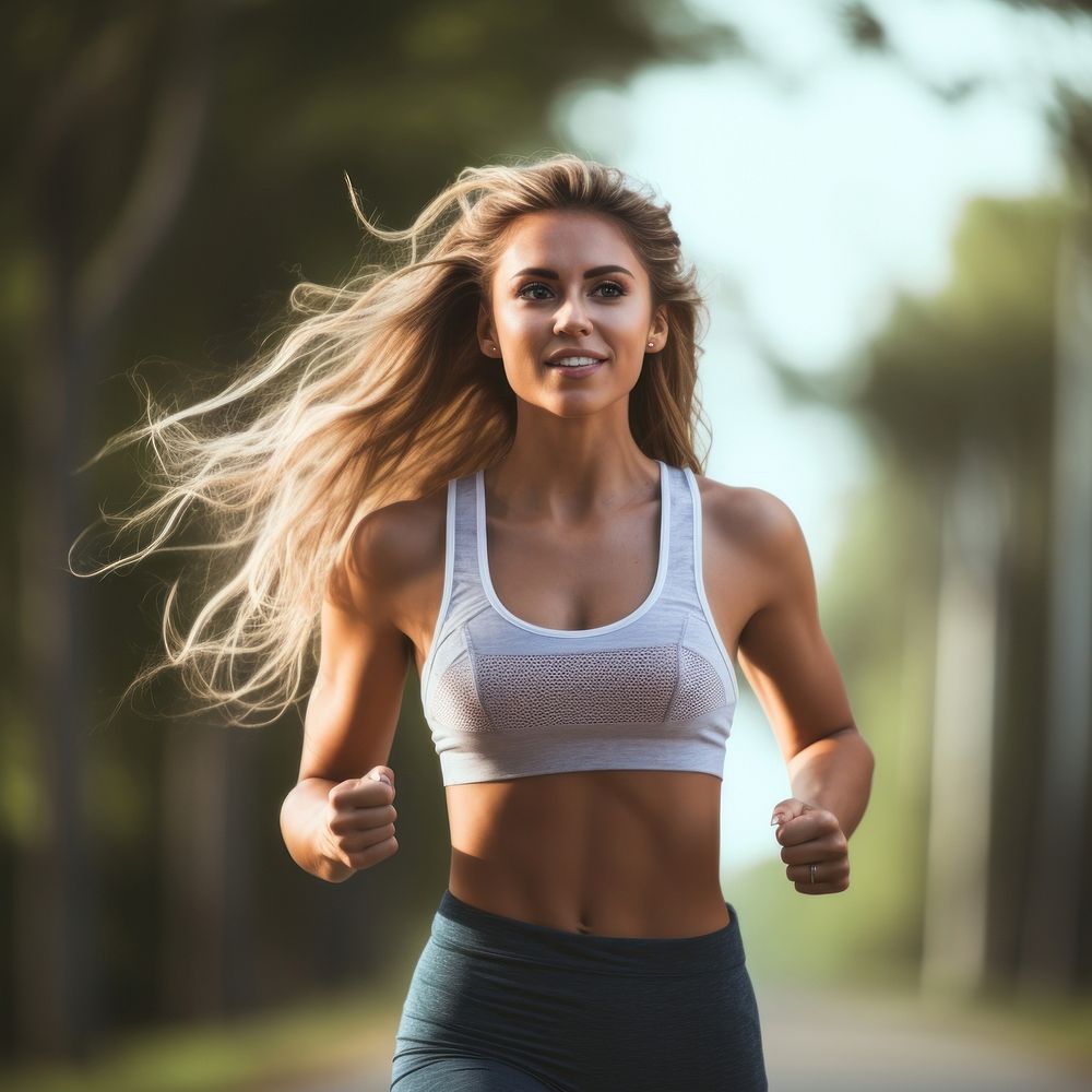 Young woman jogging outdoors running. AI generated Image by rawpixel.