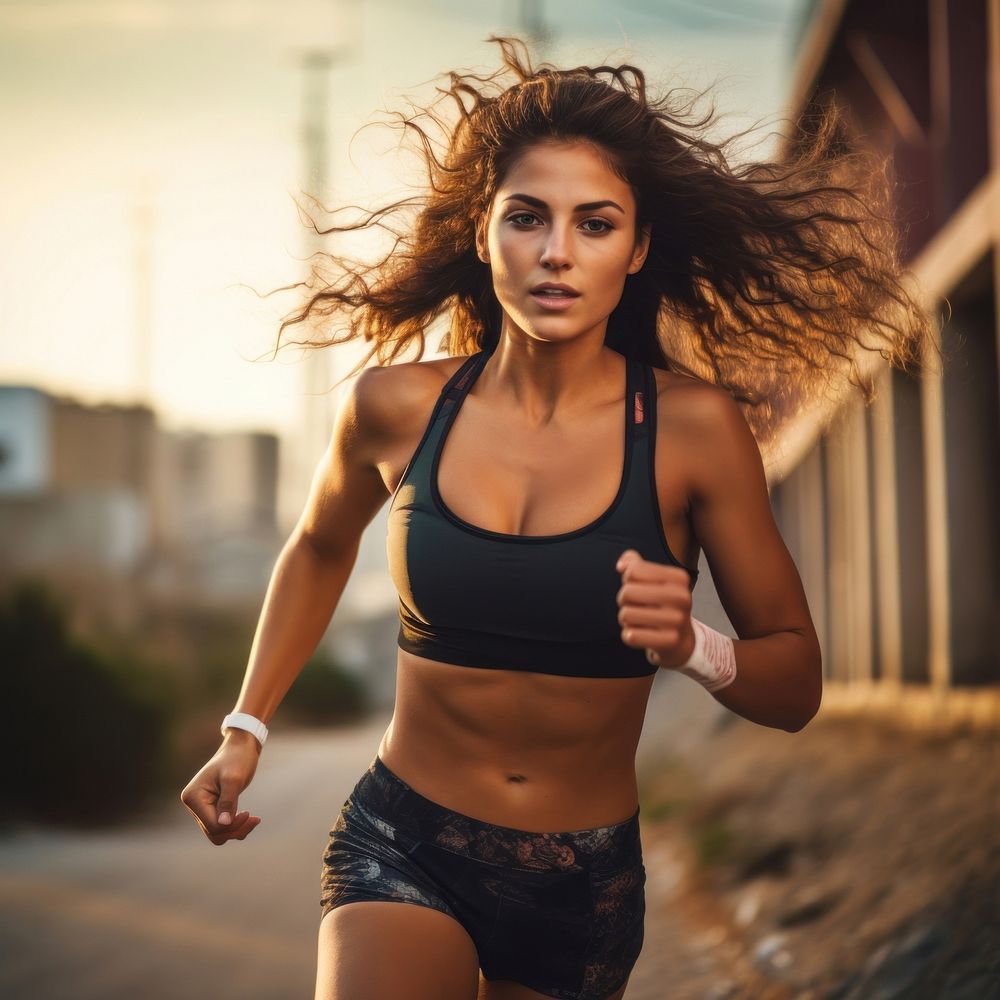 Young woman jogging outdoors running. AI generated Image by rawpixel.