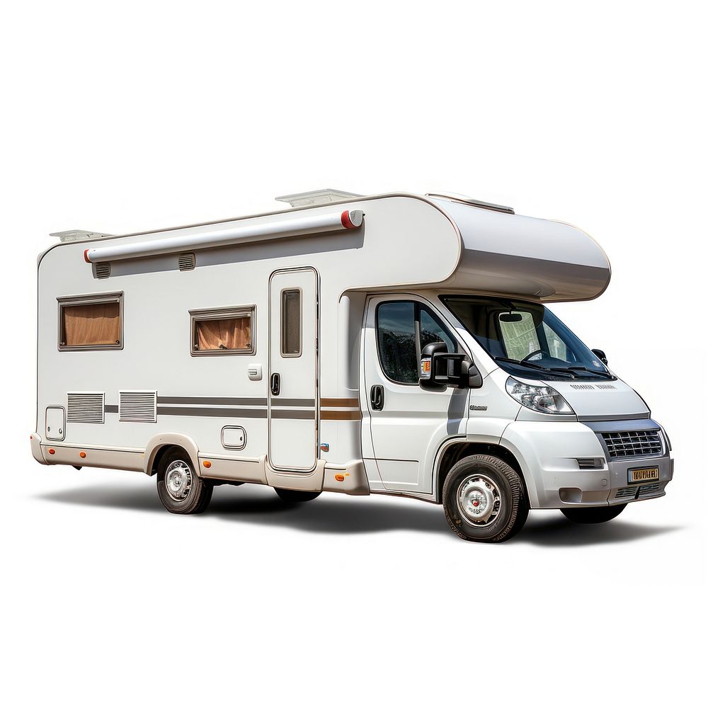 Camping-car blanc vehicle van white background. AI generated Image by rawpixel.