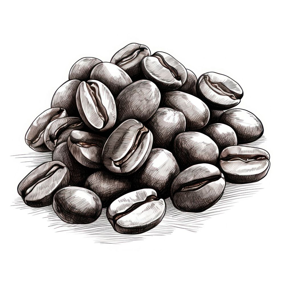 Coffee beans coffee sketch food. AI generated Image by rawpixel.