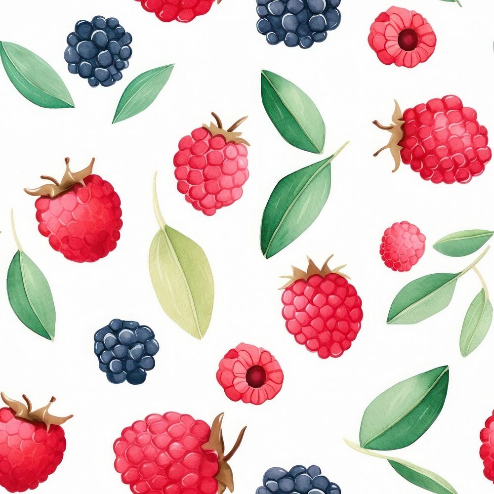 Backgrounds raspberry berries pattern. AI generated Image by rawpixel.