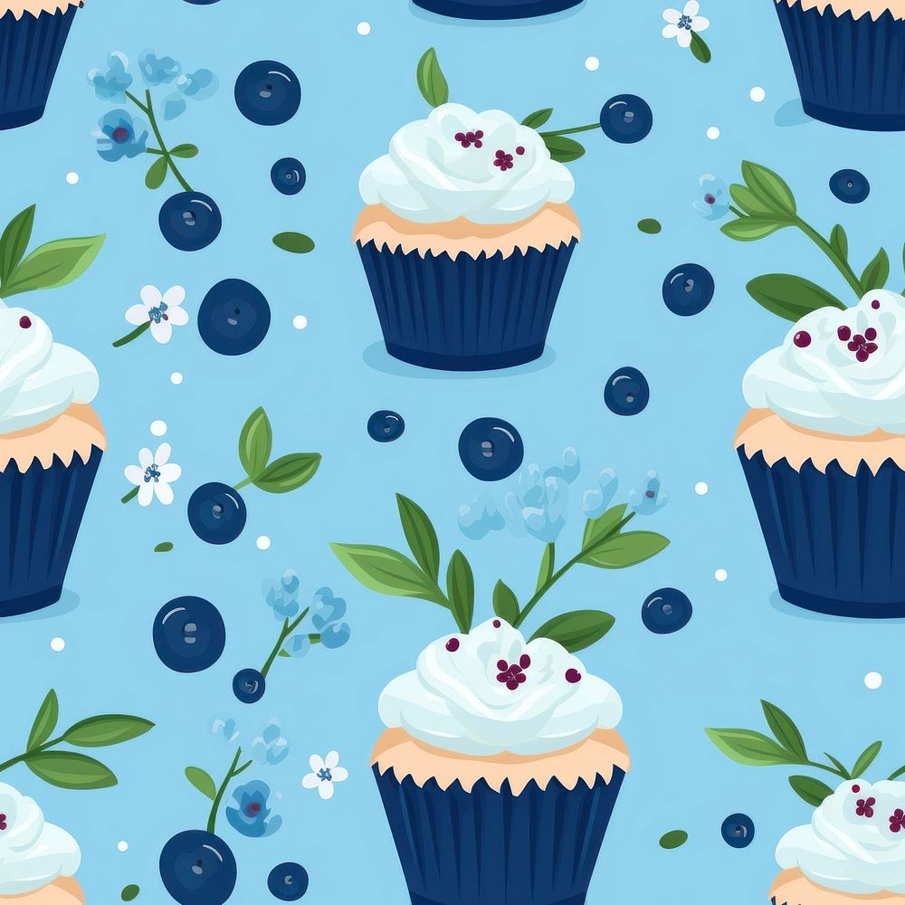 Blueberry muffin pattern backgrounds dessert. AI generated Image by rawpixel.