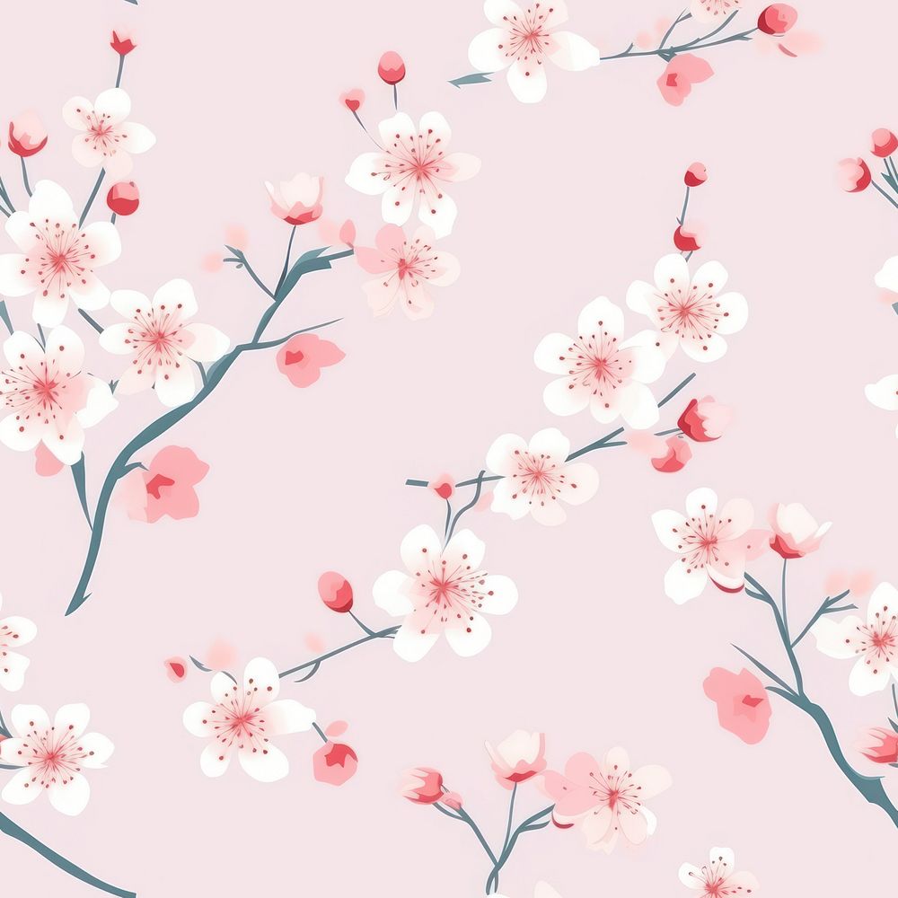 Cherry blossom flower backgrounds pattern plant. AI generated Image by rawpixel.