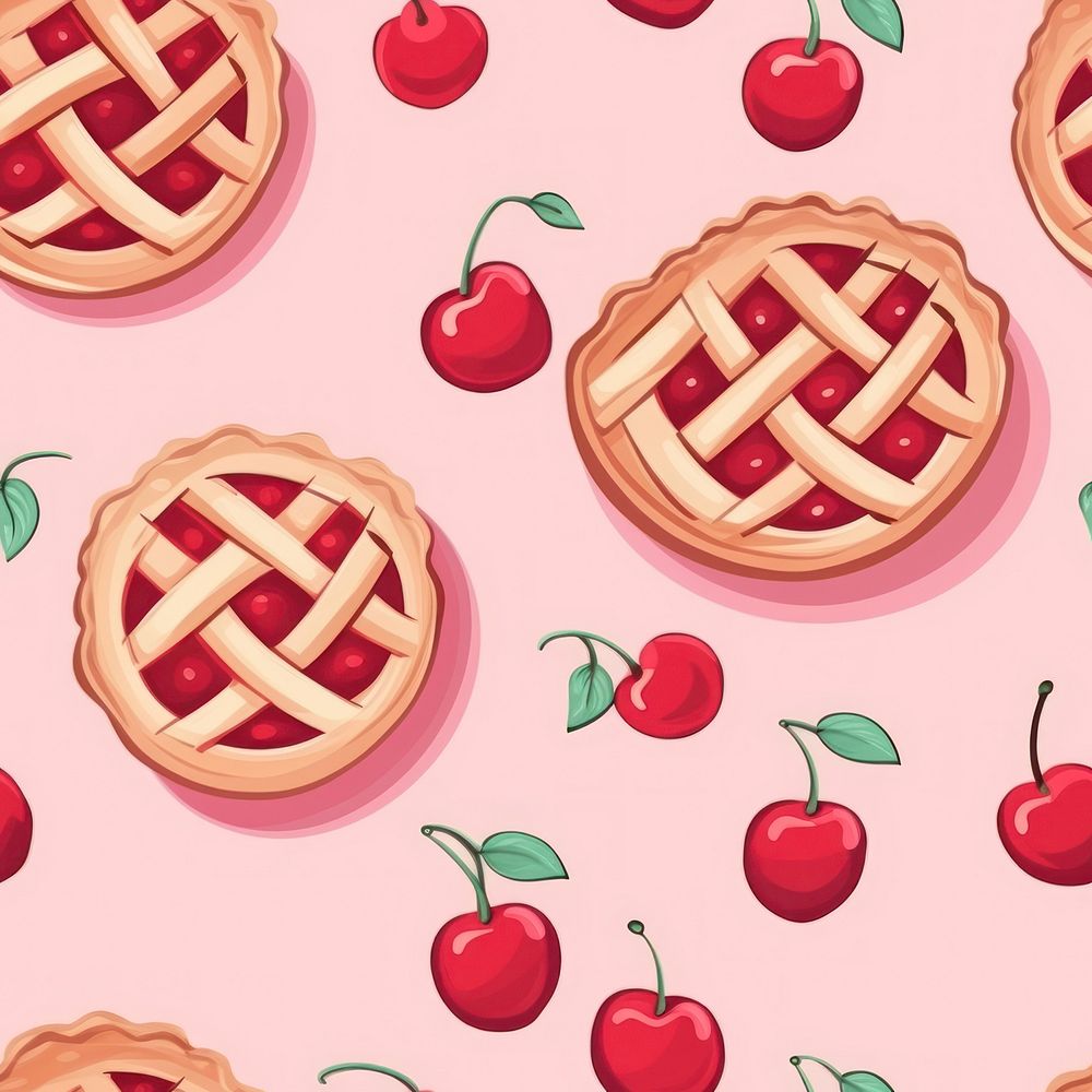 Cherry pie backgrounds dessert pattern. AI generated Image by rawpixel.