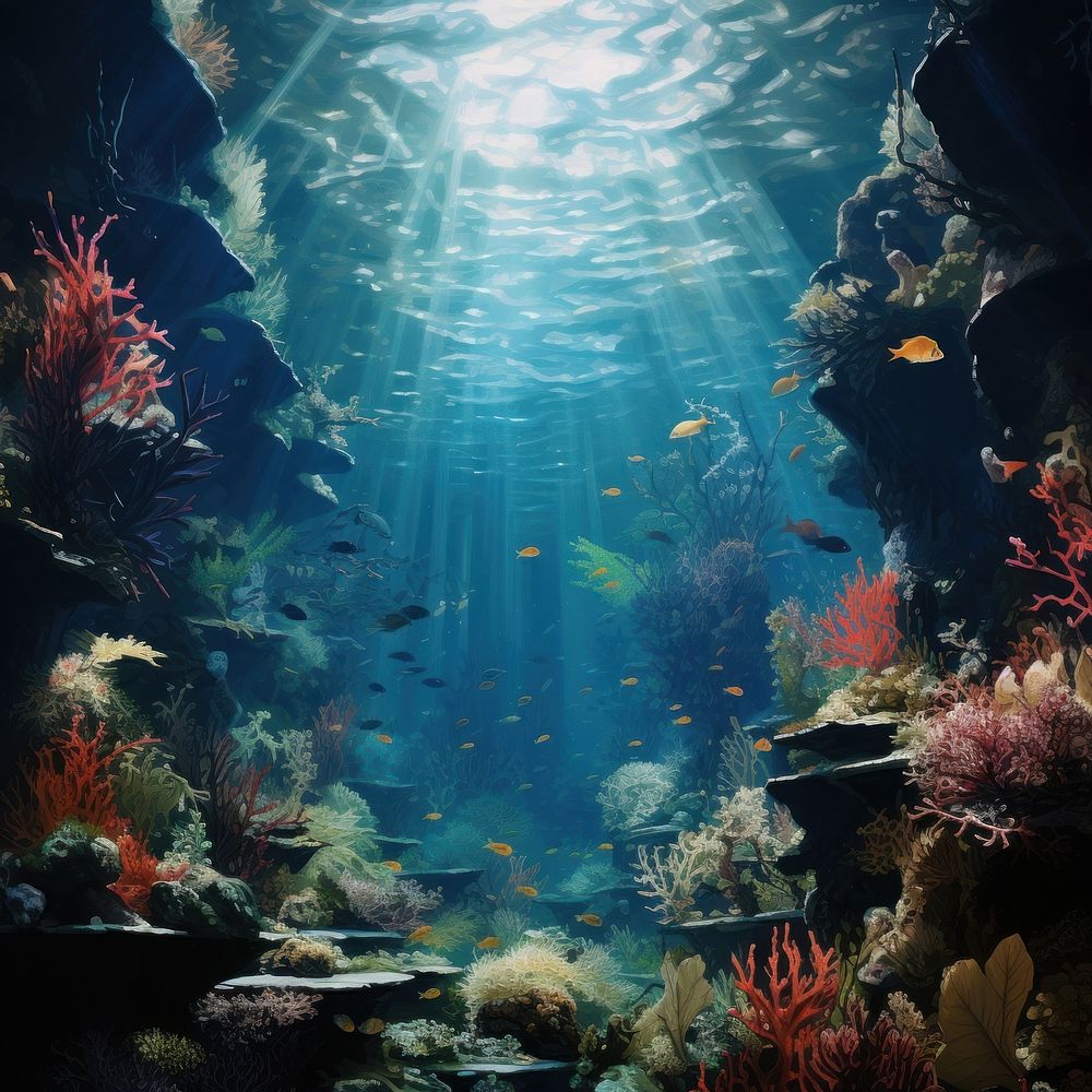 Reef underwater aquarium outdoors. AI generated Image by rawpixel.