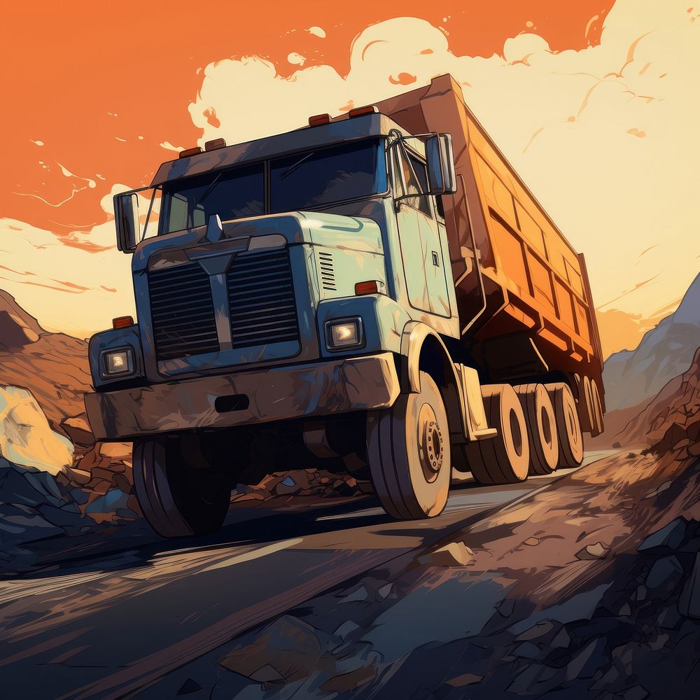 Dump Truck truck vehicle wheel. AI generated Image by rawpixel.