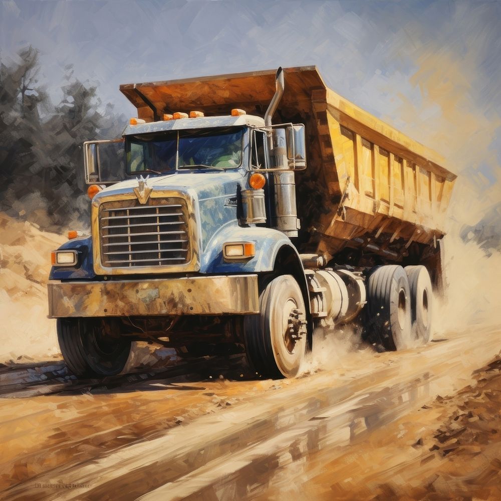 Dump Truck truck vehicle road. AI generated Image by rawpixel.
