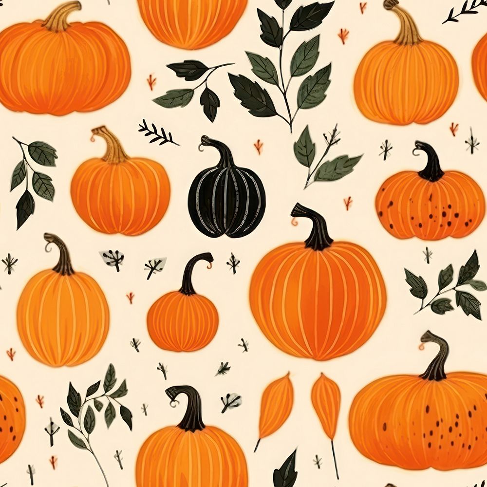 Pumpkin backgrounds vegetable pattern. AI generated Image by rawpixel.