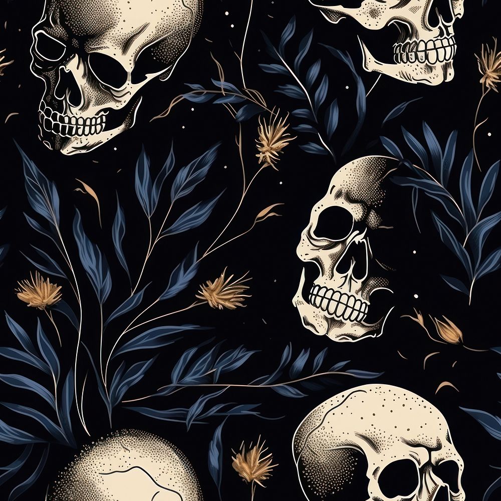 Skull backgrounds pattern art. AI generated Image by rawpixel.