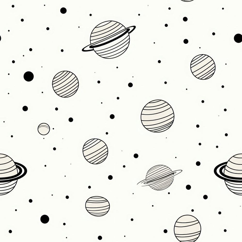 Cute saturn pattern backgrounds line. AI generated Image by rawpixel.