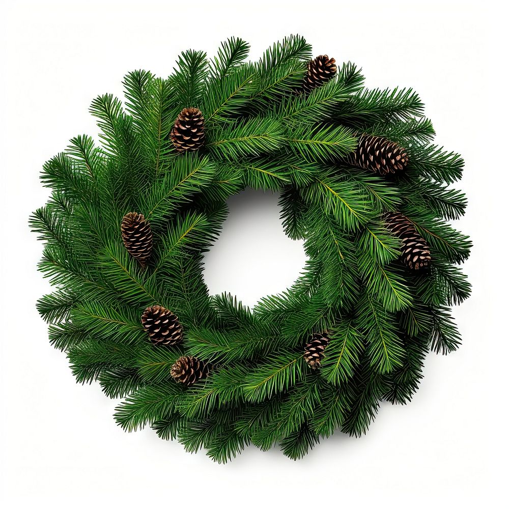 Christmas Pine Wreath wreath christmas plant. AI generated Image by rawpixel.