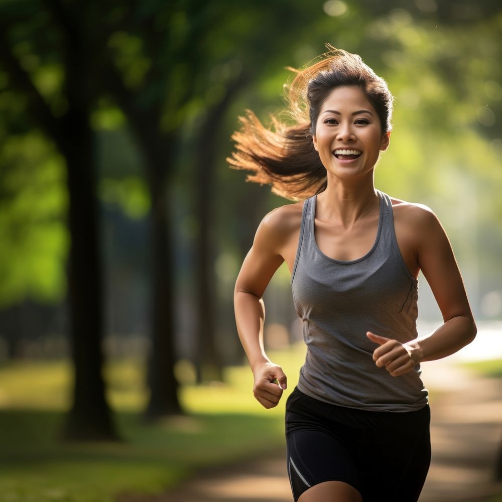 Thai woman running jogging adult determination. AI generated Image by rawpixel.